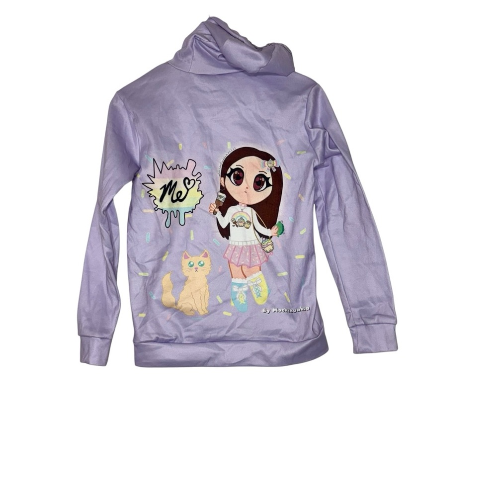 Anime Lilac Hoodie with Cartoon Print‎ Sz XS - Picture 2 of 4